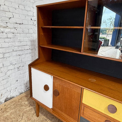 Mid Century Teak Display Cocktail Cabinet Sideboard Double Cupboard and Drawers