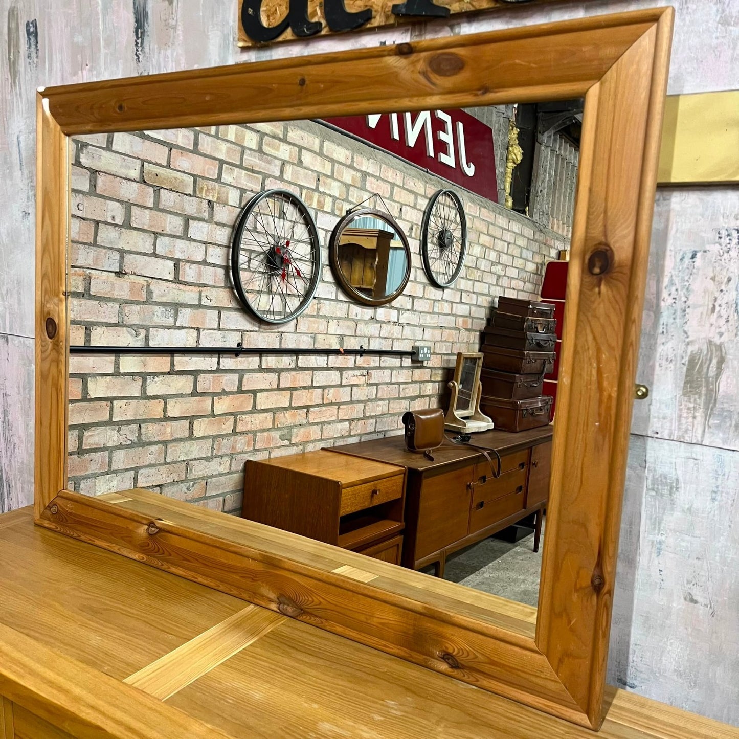 Pine Framed Rectangular Mirror Wall Floor