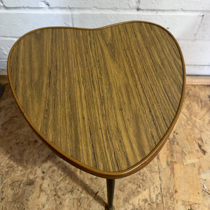 Mid Century Heart Shaped Melanine Top Side Table Tripod Legs