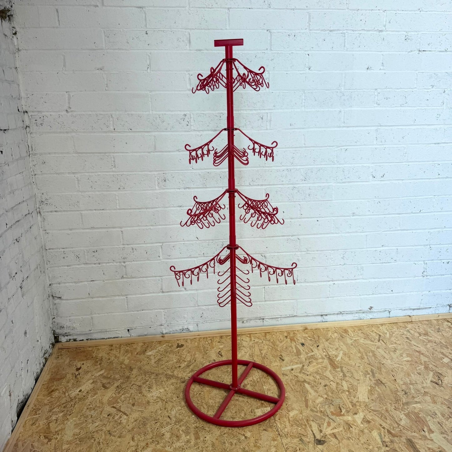 Retro Red Metal Spinning Display Retail Stand Hooks Christmas Tree