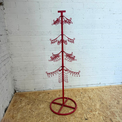 Retro Red Metal Spinning Display Retail Stand Hooks Christmas Tree
