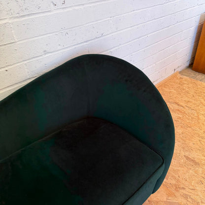 Modern 2 Seater Upholstered Green Velvet Sofa Shaped Back