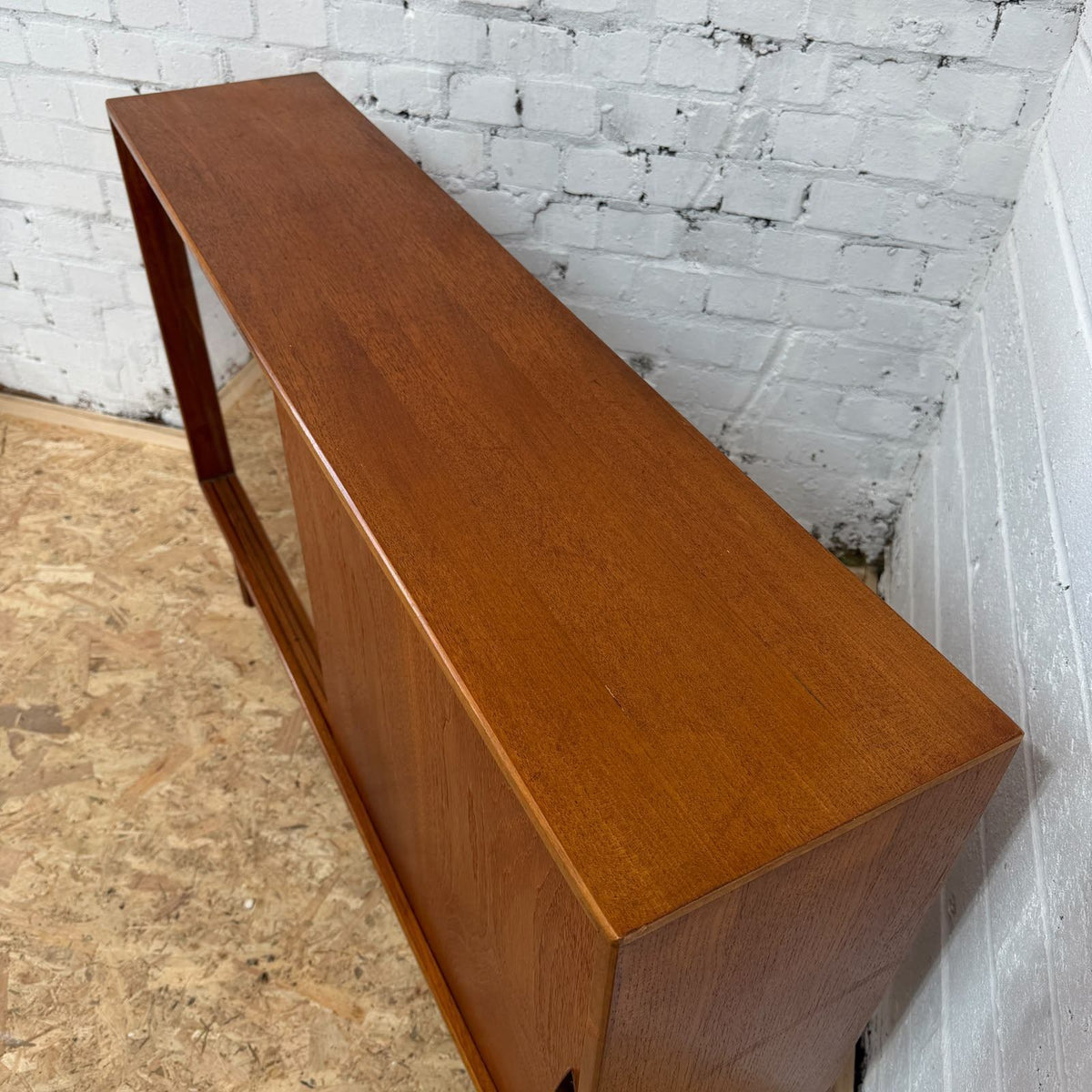 Vintage 1960s Herbert E. Gibbs Autographed Teak Glazed Bookcase Mid Century