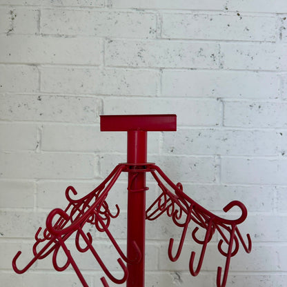 Retro Red Metal Spinning Display Retail Stand Hooks Christmas Tree