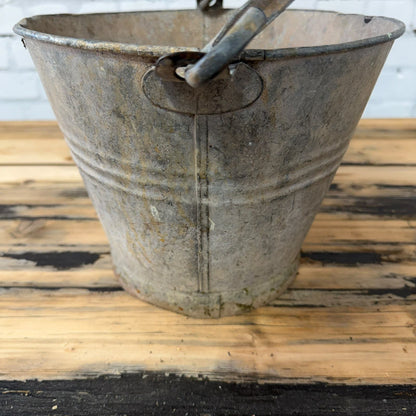 Vintage Galvanised Bucket With Handle Great Patina 22cm High