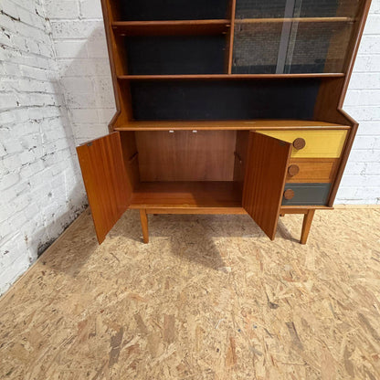 Mid Century Teak Display Cocktail Cabinet Sideboard Double Cupboard and Drawers