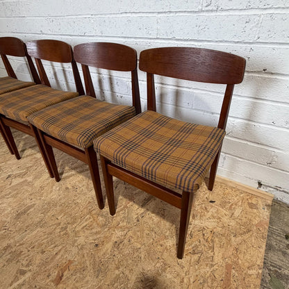 4x Mid Century Teak Danish Style Dining Chairs Upholstered Seats MCM
