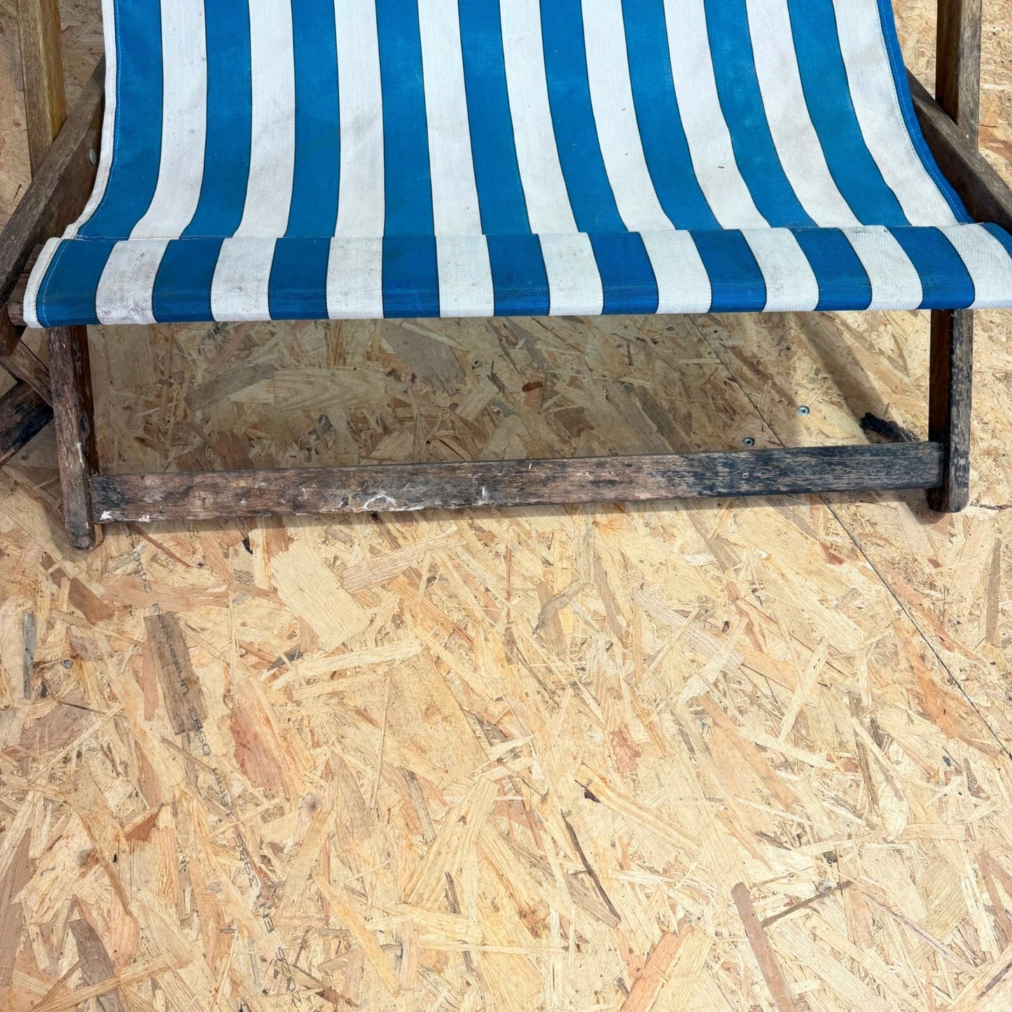 Vintage Pair Wideboy Large SouthSea Deckchairs Beach Garden Wood Frames