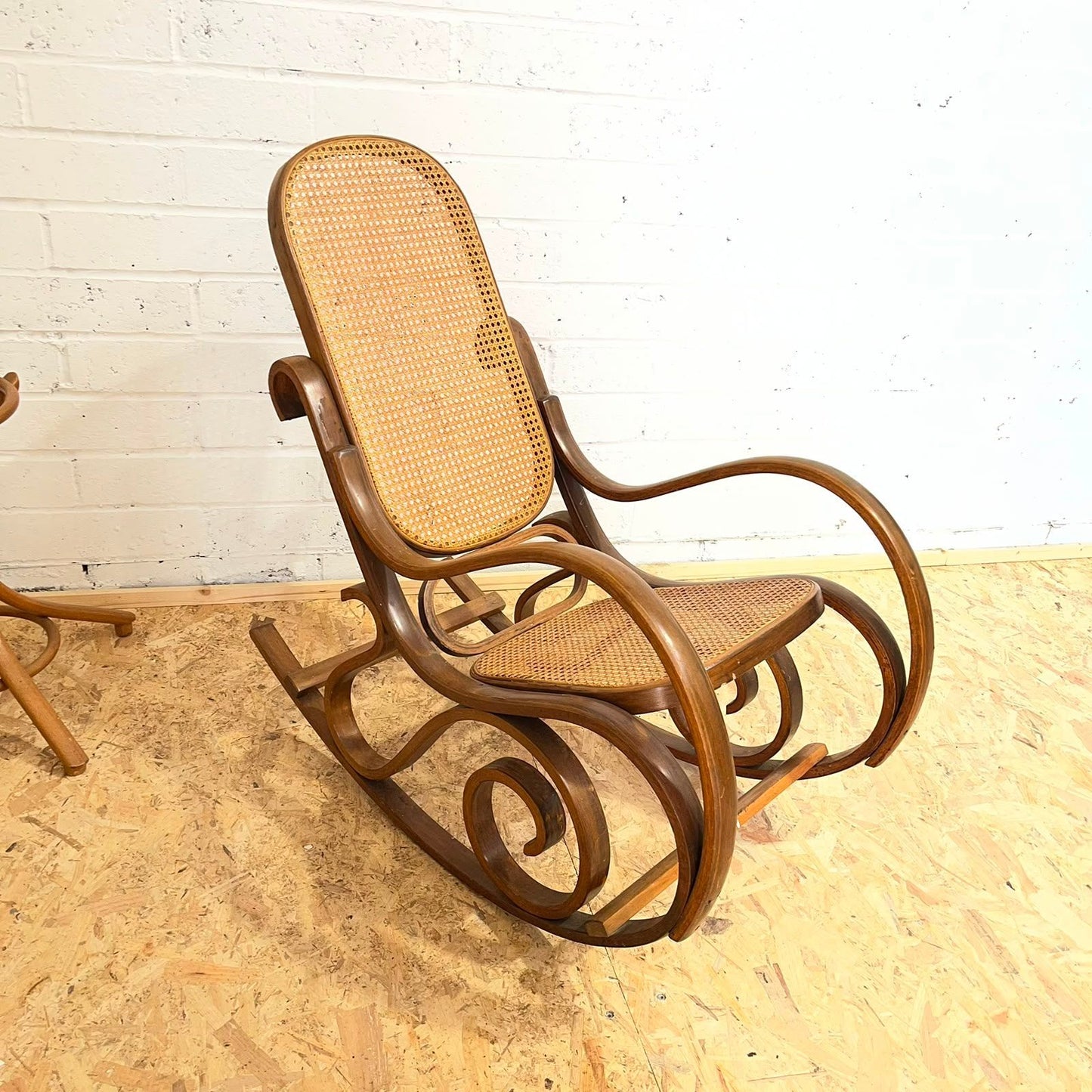 Vintage Bentwood Rocking Chair Cane Seat And Back Thonet Style