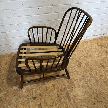 Pair Ercol Model 766 Jubilee Armchairs Dark Wood Frame ONLY Project