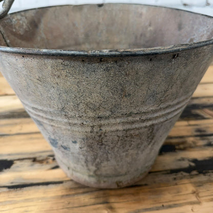 Vintage Galvanised Bucket With Handle Great Patina 22cm High