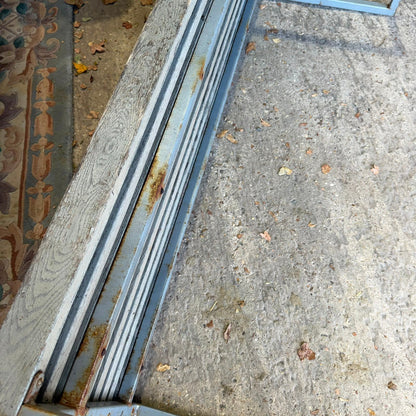 Vintage Industrial Municipal Style Slatted Garden Bench Metal Square Frame
