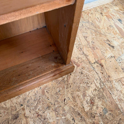 Rustic Pine Bookcase 2 Shelves Aged Patina Plinth