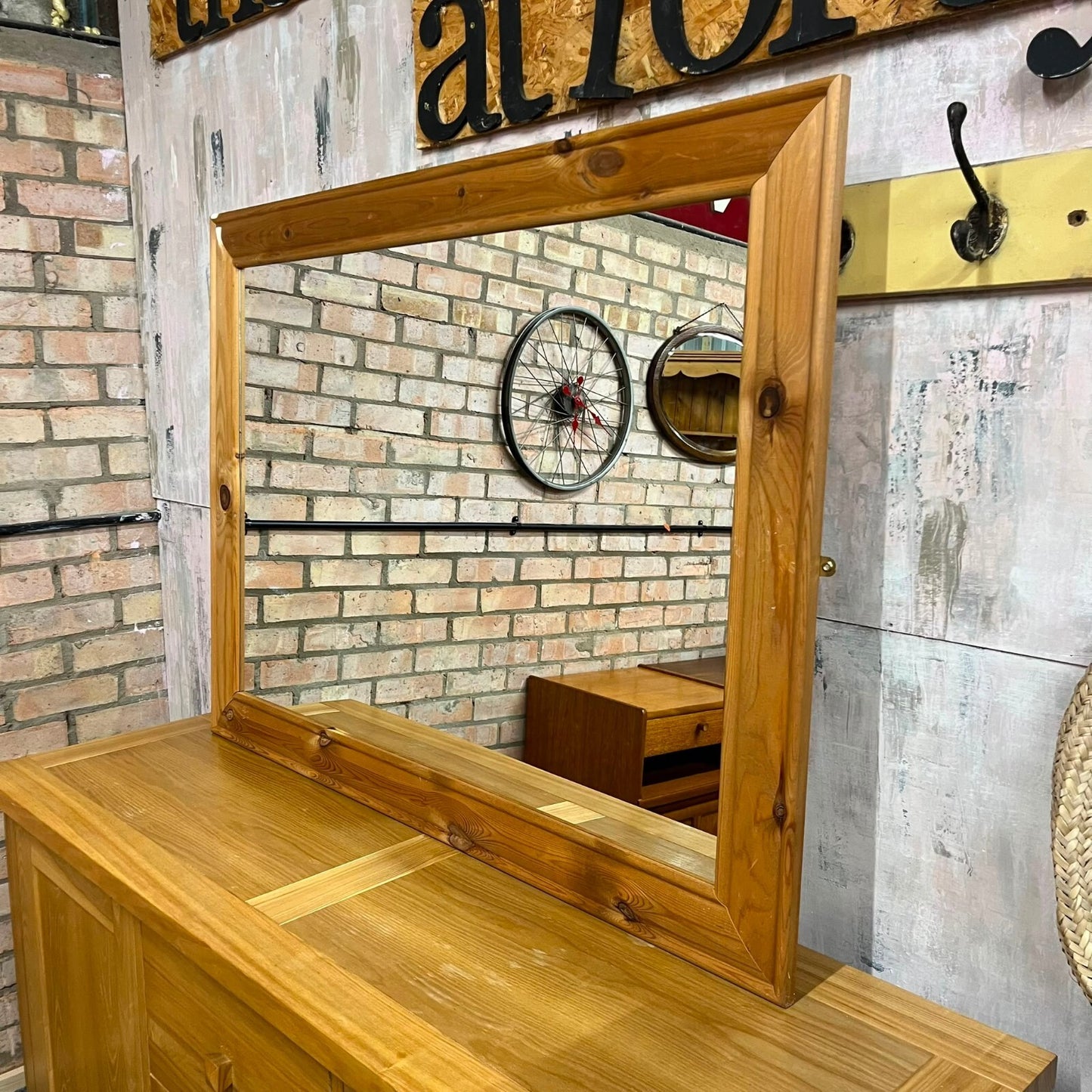 Pine Framed Rectangular Mirror Wall Floor