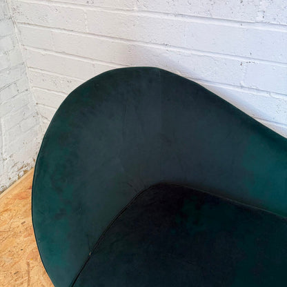 Modern 2 Seater Upholstered Green Velvet Sofa Shaped Back