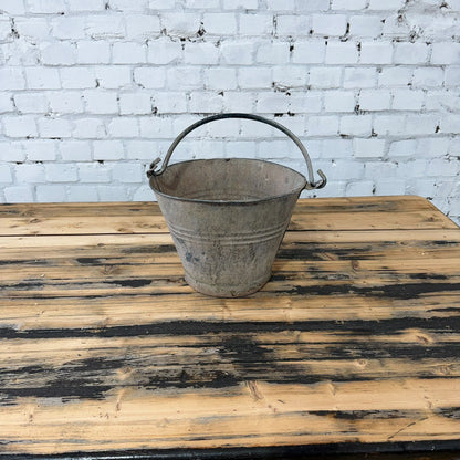 Vintage Galvanised Bucket With Handle Great Patina 22cm High