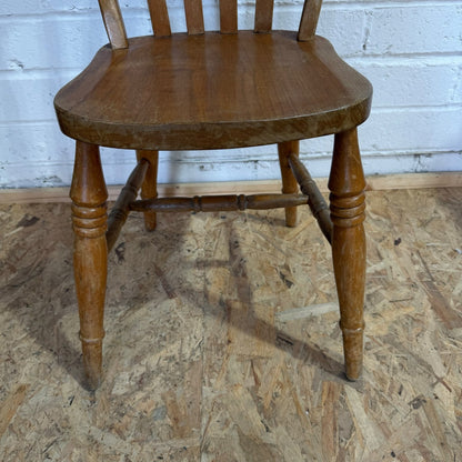 Vintage Rustic Single Pine Farmhouse Chair Turned Legs Solid