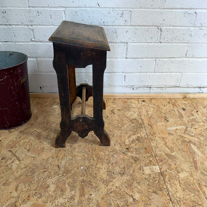 Antique Oak? Prayer Kneeler Stool Angled Top Stretcher Great Patina