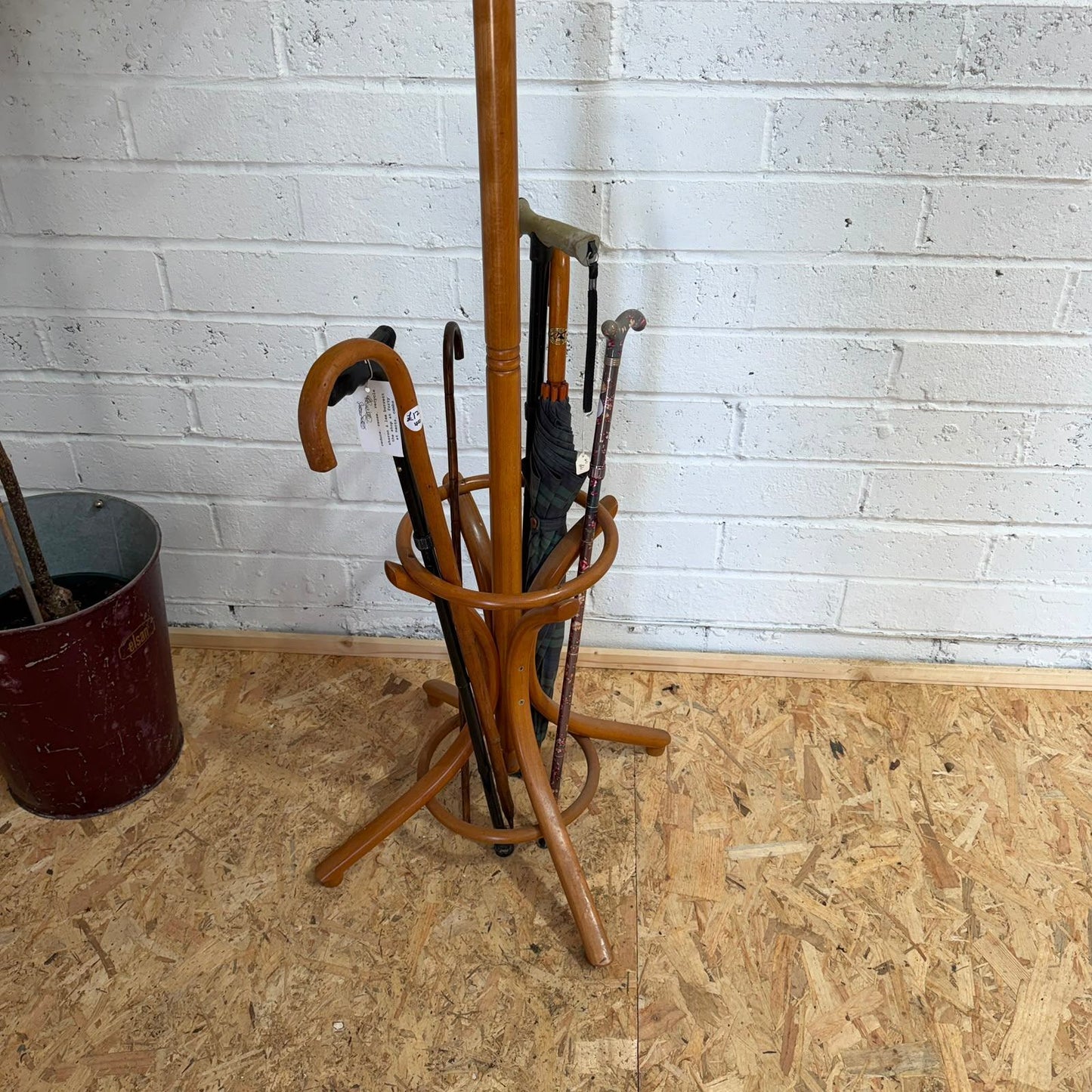 Vintage Bentwood Hat Umbrella Stand Coat Rack 6 Hooks