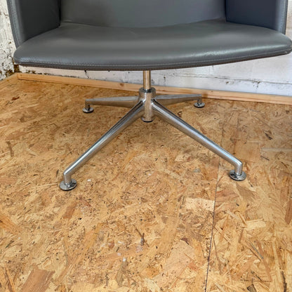 Pair of Brunner Model 6684 Swivel Office Conference Chairs Grey Chrome Star Base