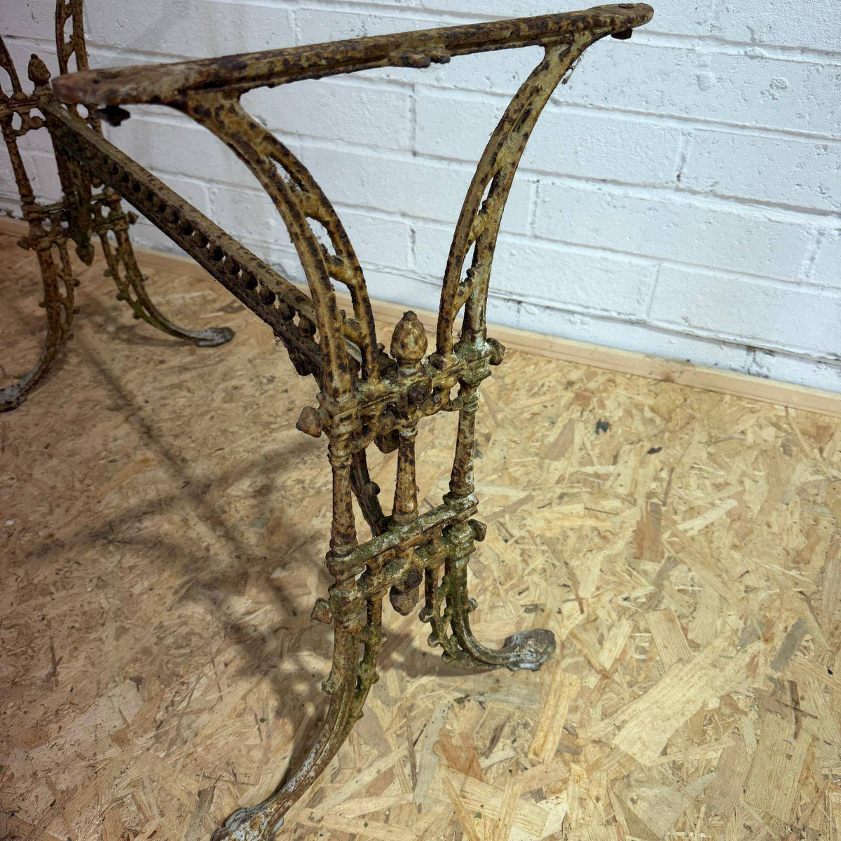 Antique Wrought Iron Ornate Table Base Rusted Patina 3ft