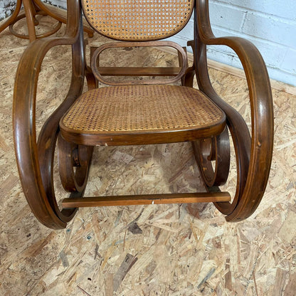 Vintage Bentwood Rocking Chair Cane Seat And Back Thonet Style