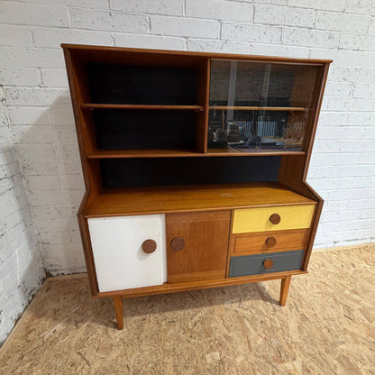 Mid Century Teak Display Cocktail Cabinet Sideboard Double Cupboard and Drawers