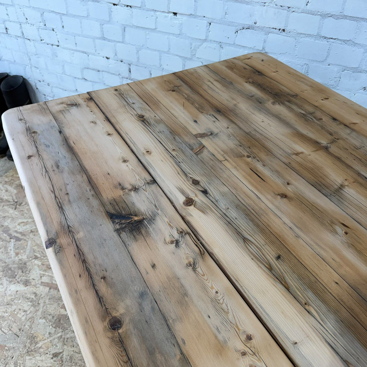 Vintage Rustic Pine Farmhouse Dining Table Distressed Sanded Top 5ft Seats 6