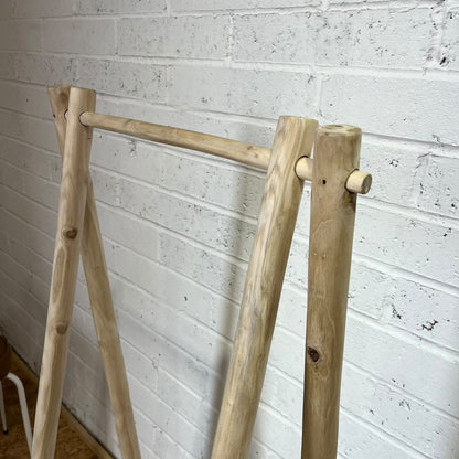 Wooden A-Frame Rustic Pole Clothes Hanging Rail Towel Rail Retail Display