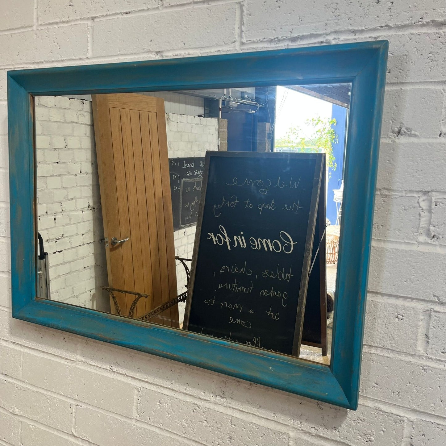 Vintage Ethan Allen Rectangular Wall Mirror Painted Frame 1980s