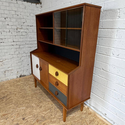 Mid Century Teak Display Cocktail Cabinet Sideboard Double Cupboard and Drawers