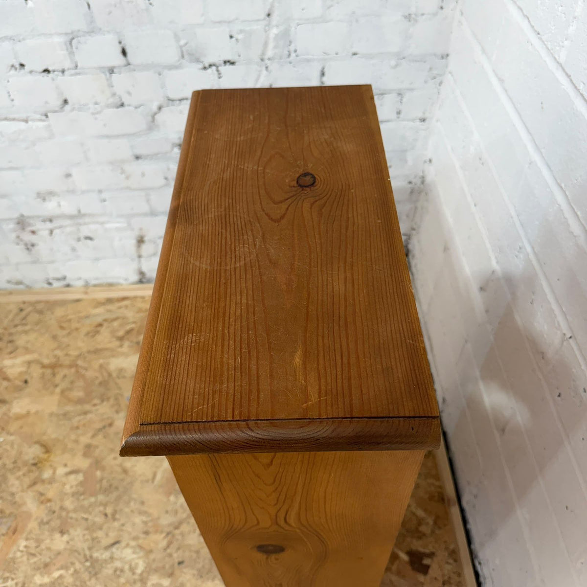 Narrow Pine Bookcase Fixed Shelves Plinth Solid