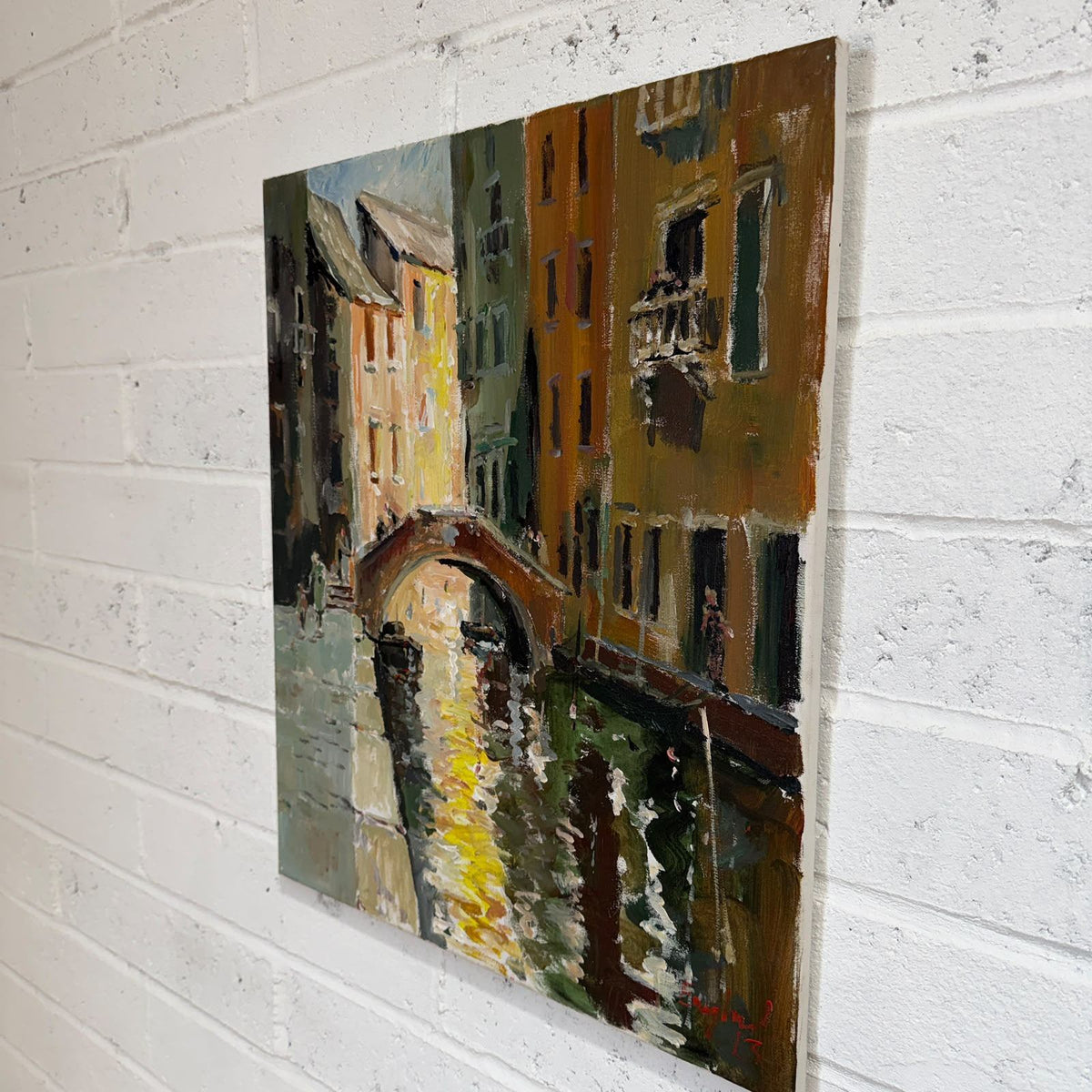 Frederick J. England Original Oil on Canvas Venice Canal Bridge, 2013 – Signed