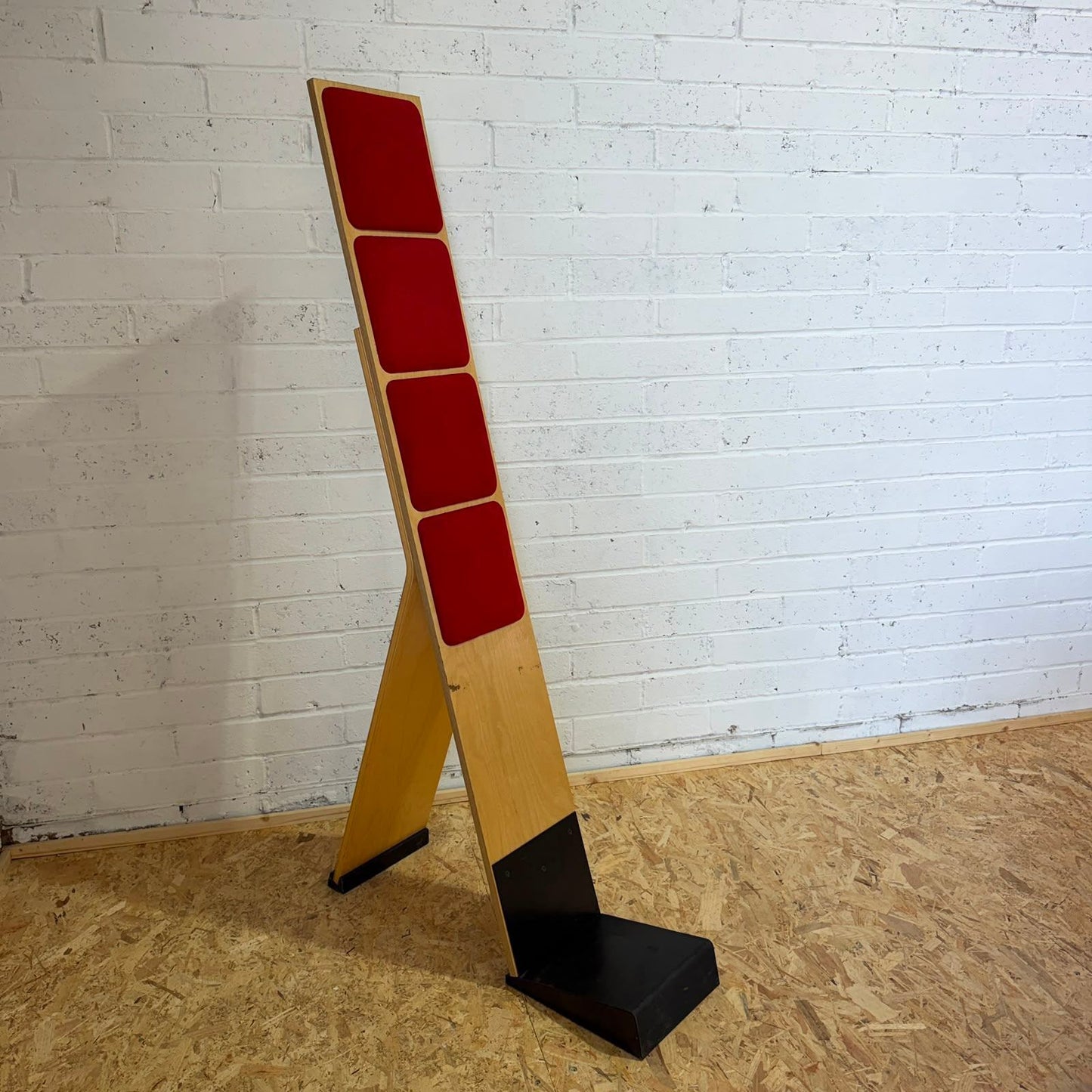 Vintage Kinnarps WSB Standing Stool Swedish Ergonomic Leaning Chair Beech & Red