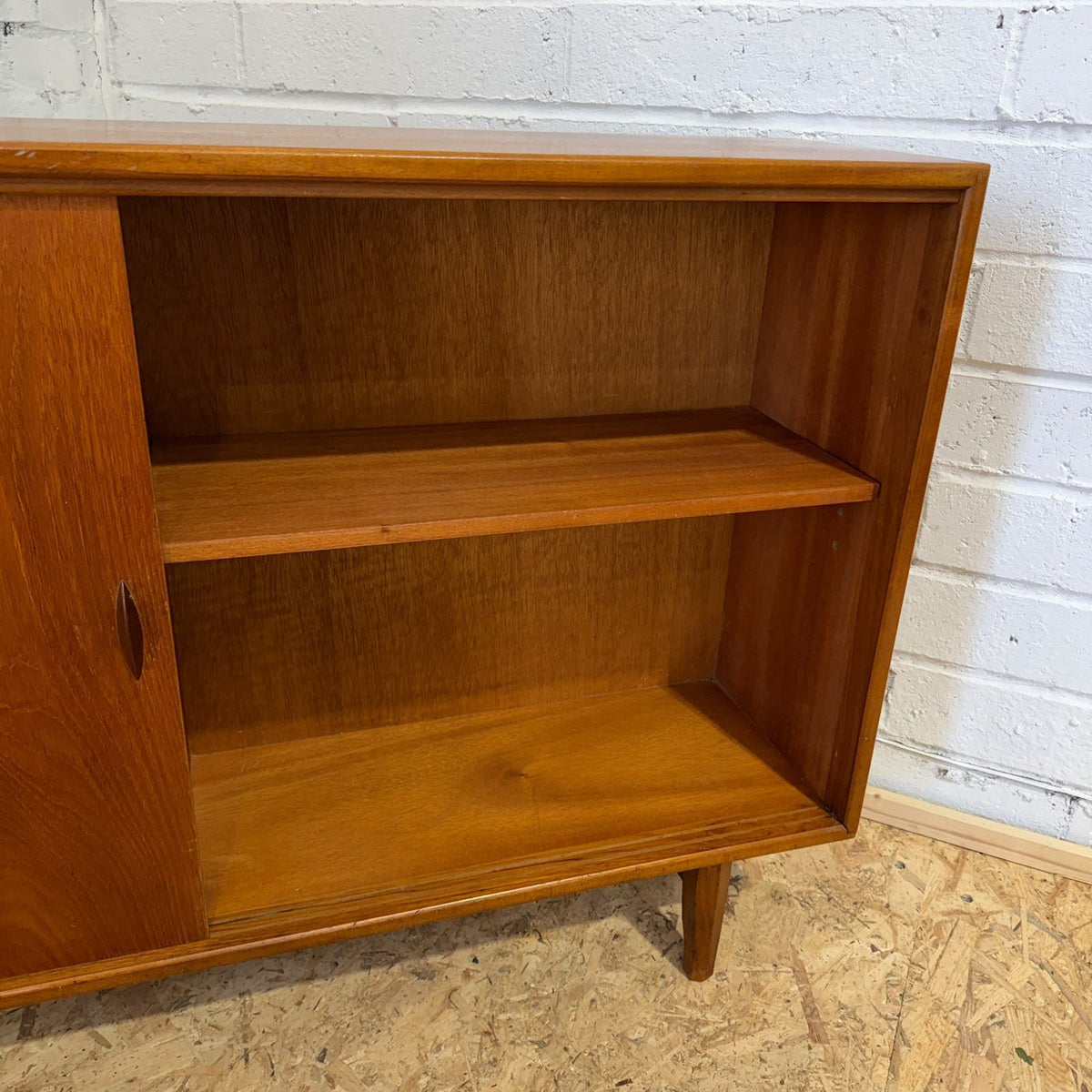 Vintage 1960s Herbert E. Gibbs Autographed Teak Glazed Bookcase Mid Century