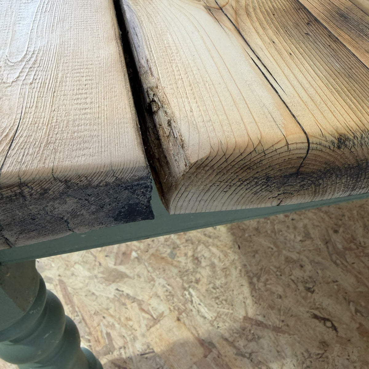 Vintage Rustic Pine Farmhouse Dining Table Distressed Sanded Top 5ft Seats 6