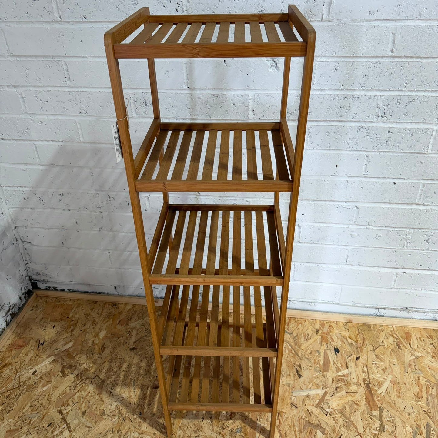 Modern Tall Slatted 4 Tier Wooden Display Unit Opal London Plants Retail