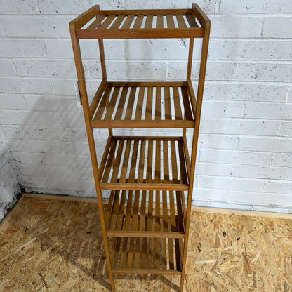 Modern Tall Slatted 4 Tier Wooden Display Unit Opal London Plants Retail