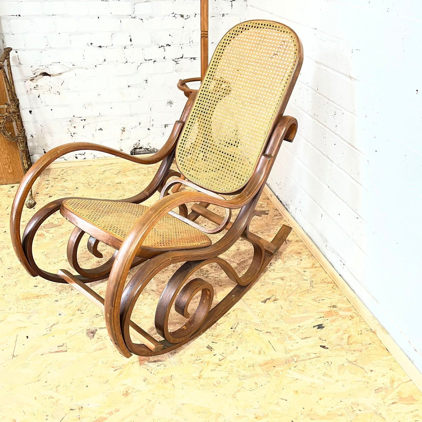 Vintage Bentwood Rocking Chair Cane Seat And Back Thonet Style