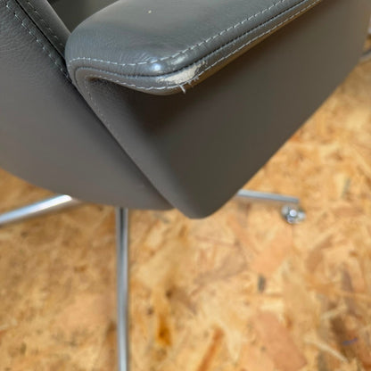 Pair of Brunner Model 6684 Swivel Office Conference Chairs Grey Chrome Star Base