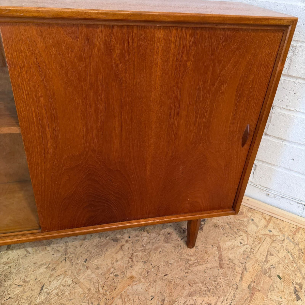 Vintage 1960s Herbert E. Gibbs Autographed Teak Glazed Bookcase Mid Century