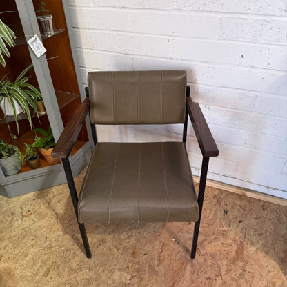 Vintage Godfrey Syrett Office Accent Chair Green Seat Teak Metal Frame