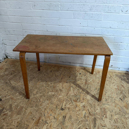 Vintage Esavian Ply Bentwood School Desk Kitchen Dining Table Original Patina