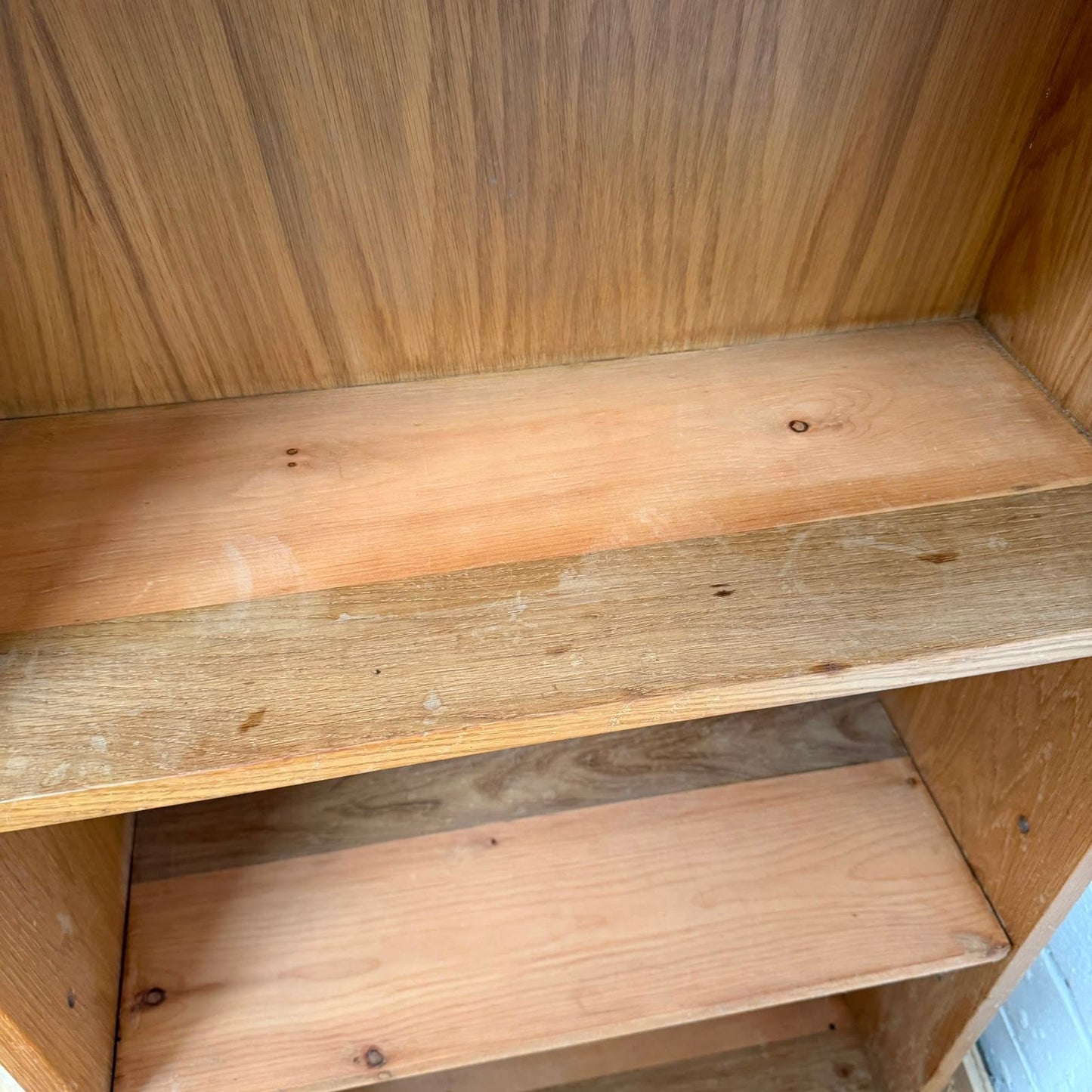 Rustic Pine Bookcase 2 Shelves Aged Patina Plinth