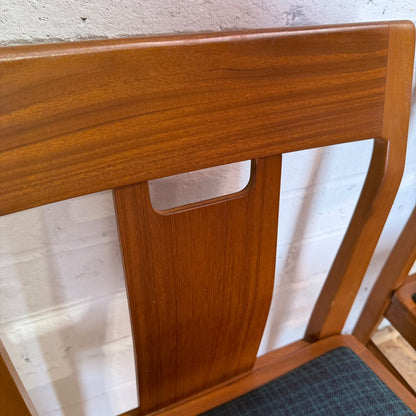 4 Vintage Nathan Mid Century Teak Dining Chairs One Carver Upholstered Seats