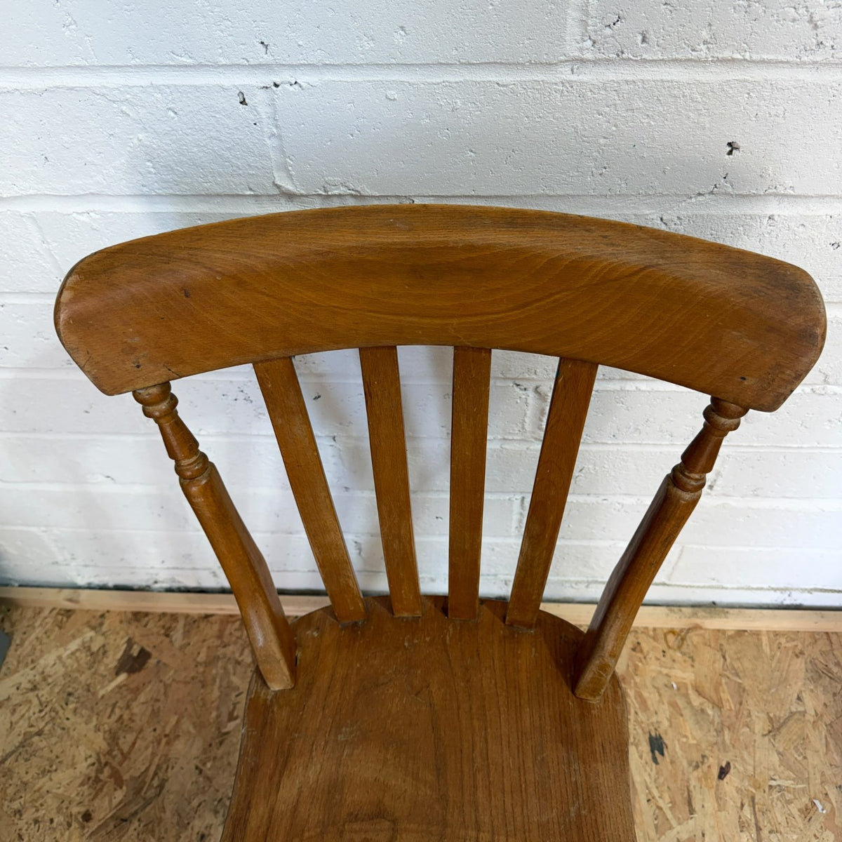 Vintage Rustic Single Pine Farmhouse Chair Turned Legs Solid