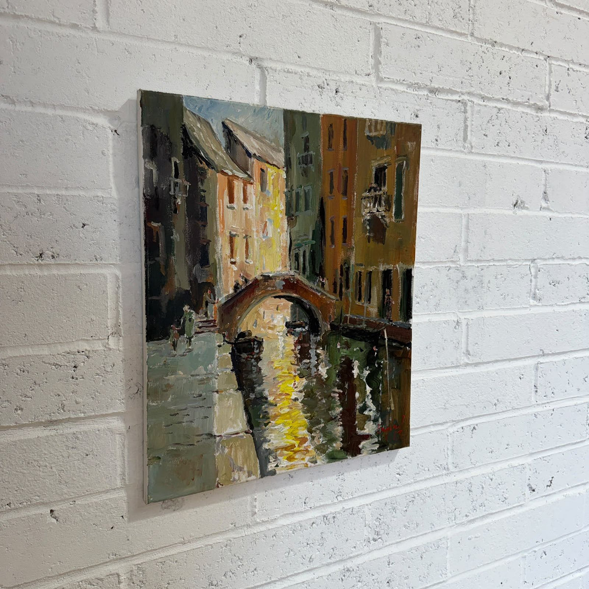 Frederick J. England Original Oil on Canvas Venice Canal Bridge, 2013 – Signed