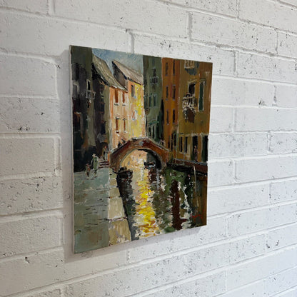 Frederick J. England Original Oil on Canvas Venice Canal Bridge, 2013 – Signed
