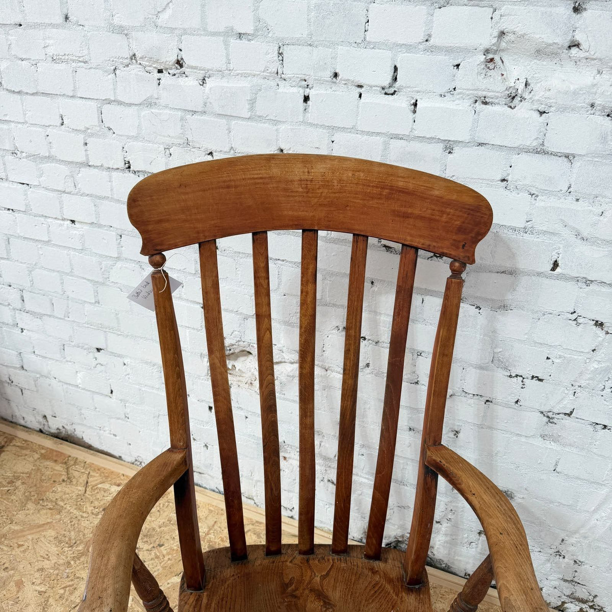 Vintage Rustic Windsor Style High Slatted Backed Armchair Turned Legs