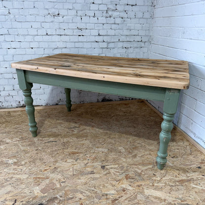 Vintage Rustic Pine Farmhouse Dining Table Distressed Sanded Top 5ft Seats 6